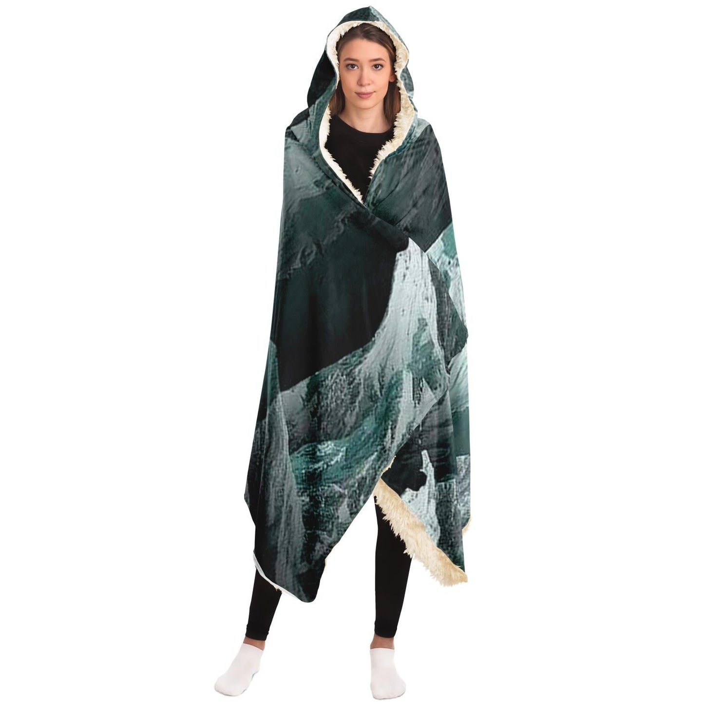 Mountain Sonnet Moonlit Stanza Hooded Blanket