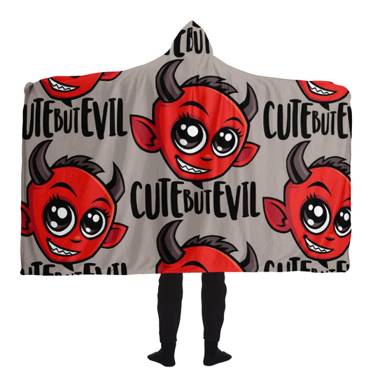 Cute But Evil Pattern Hooded Blanket