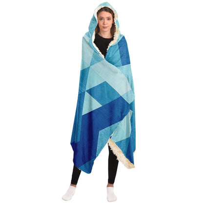 Blue Pattern Hooded Blanket