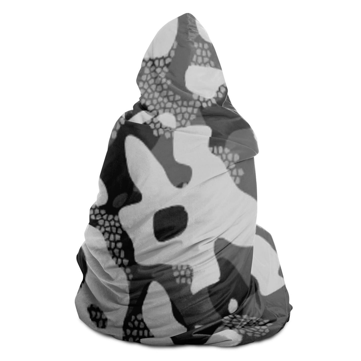 Grey Pattern Camouflage & Mosaic Style Plakat Hooded Blanket