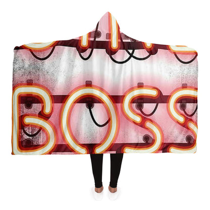 Girl Boss Neon Sign Hooded Blanket