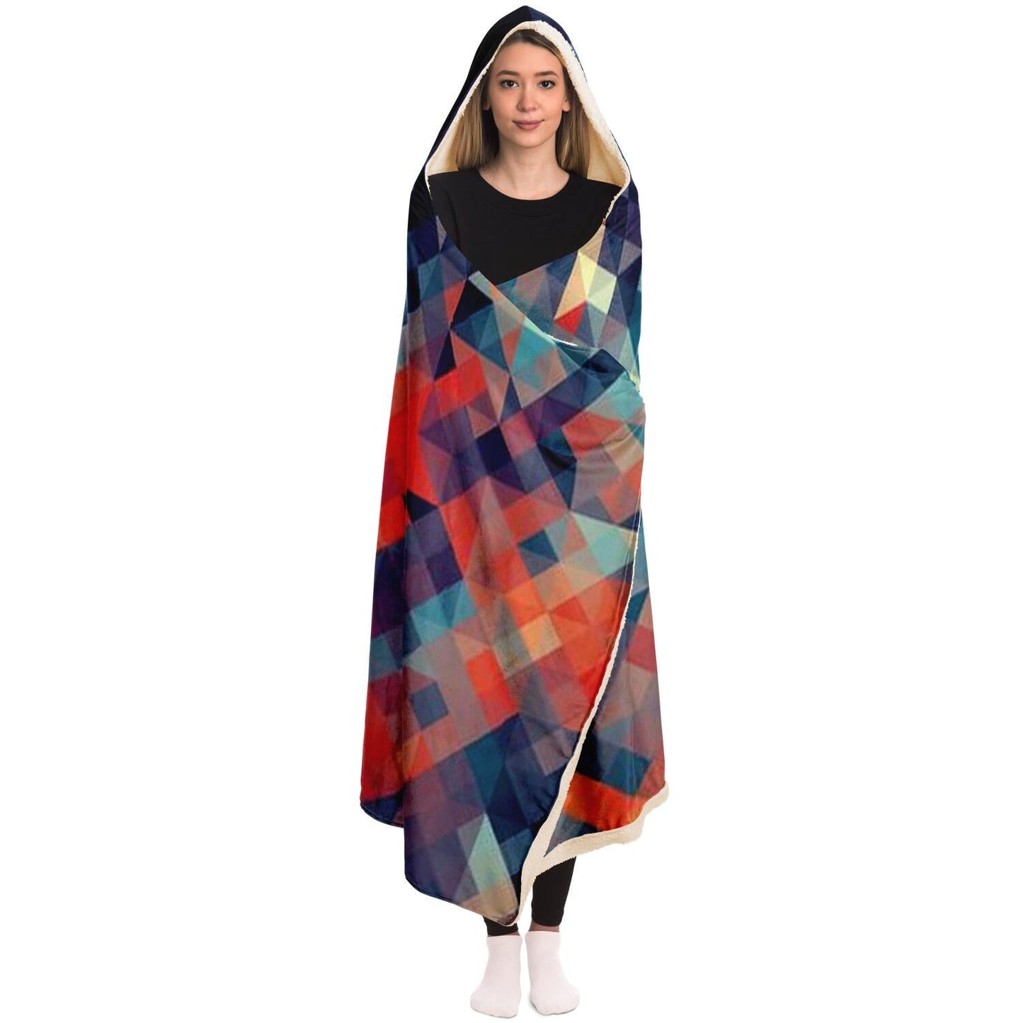 Graphic Pattern Hooded Blanket