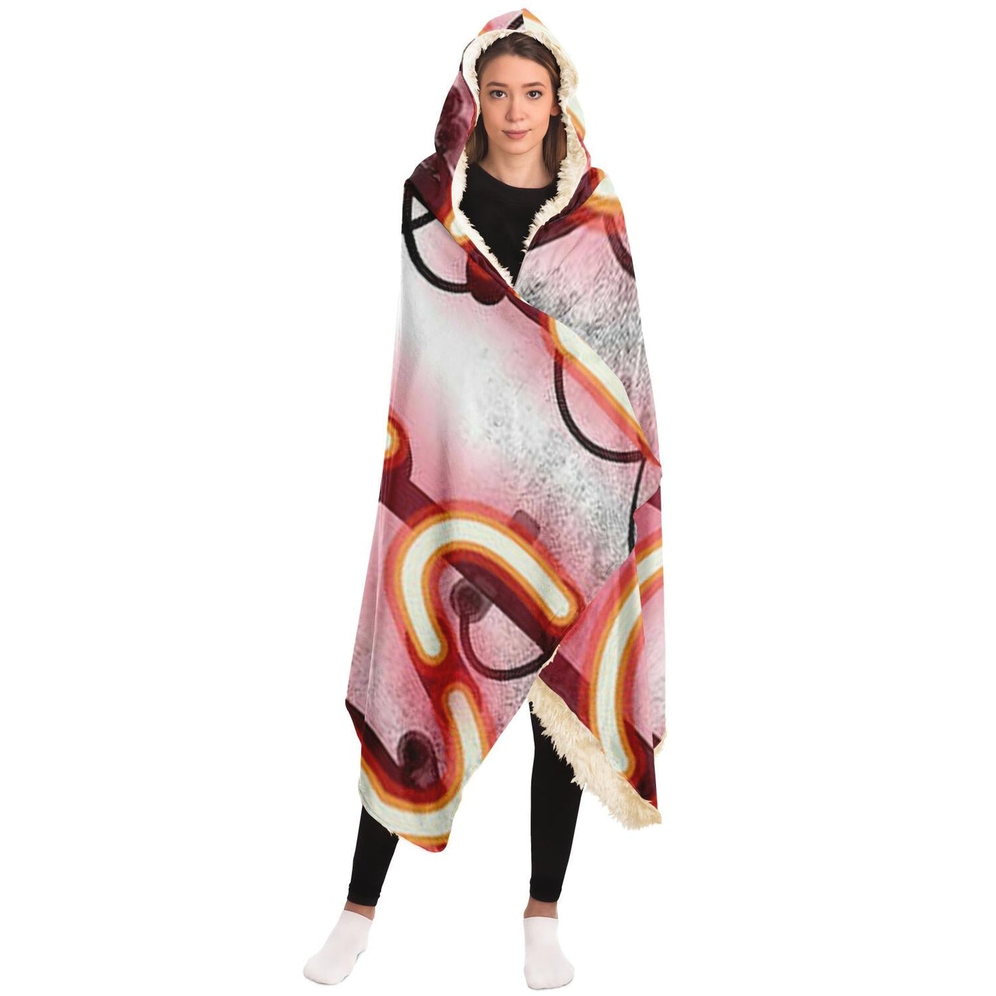 Girl Boss Neon Sign Hooded Blanket