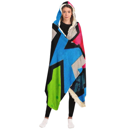 Abstract Pattren Hooded Blanket