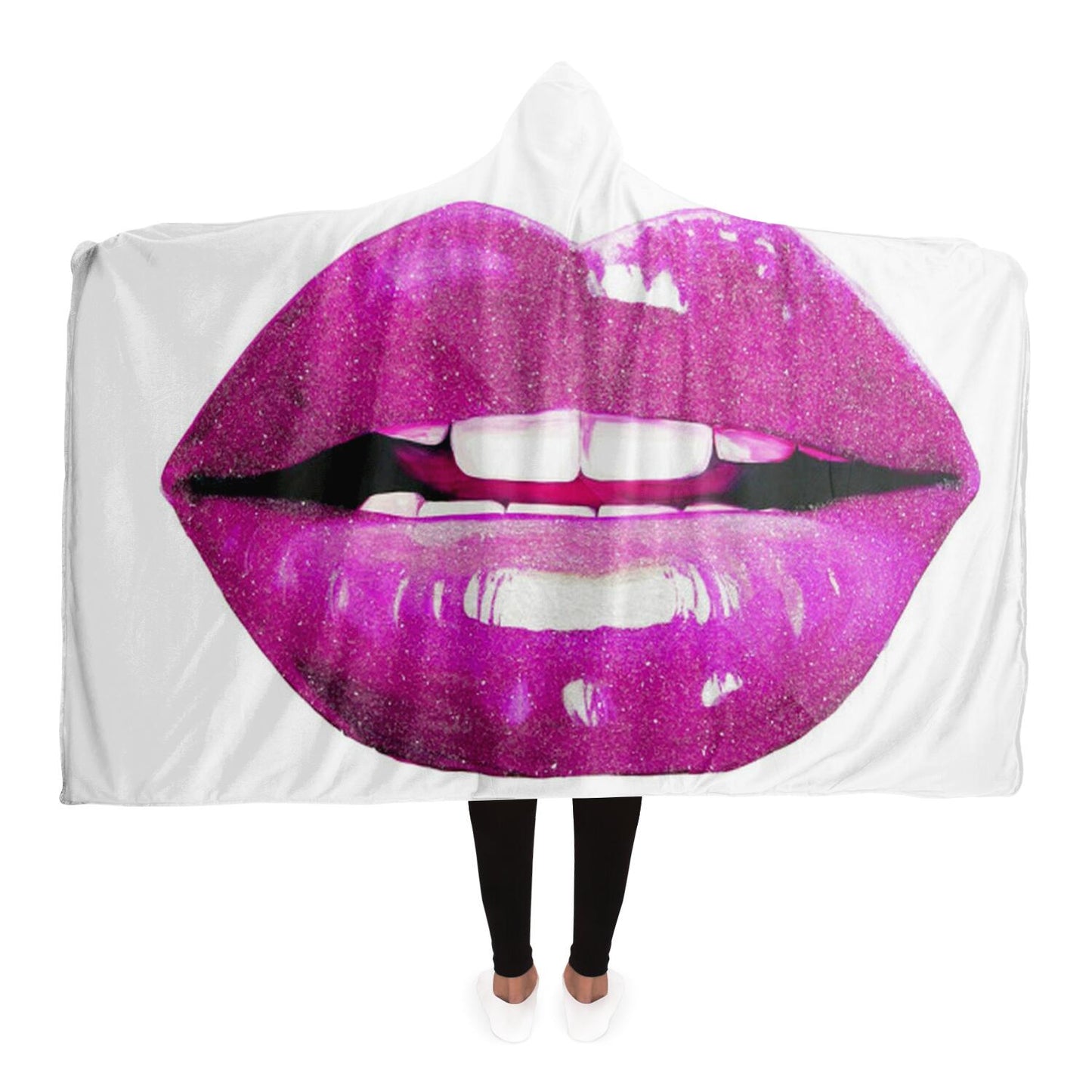 Purple Lips Hooded Blanket