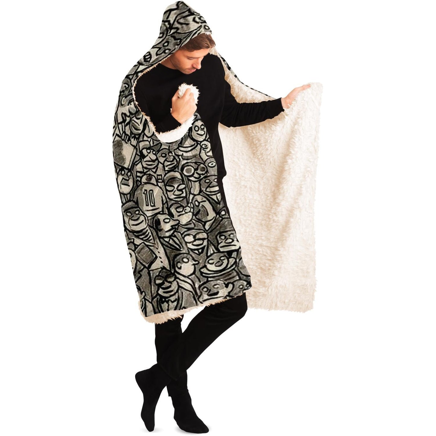 Abstract Pattren Hooded Blanket