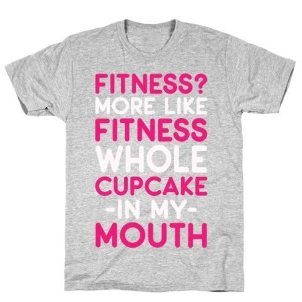 GYM FIT T-SHIRT FITNESS MORE LIKE FITNESS WHOLE CUPCAKE GREY T-SHIRT