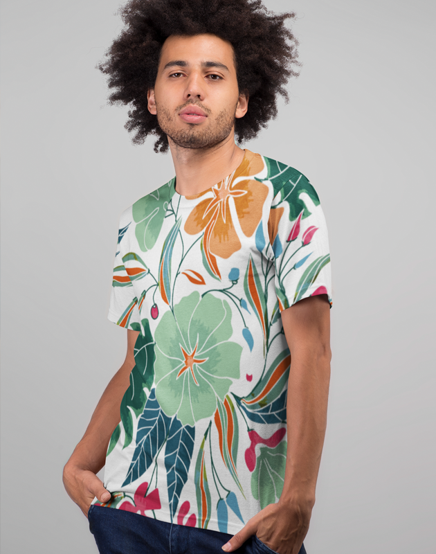 VIRGIN TEEZ Sublimation Men T-Shirt XS Floral Mood Premium Sublimation Adult T-Shirt