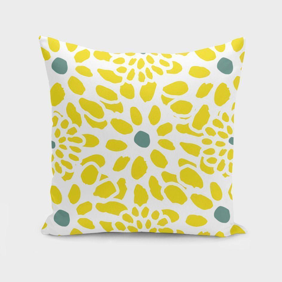 The Pillow pillows 16" x 16" Flowers in Yellow Cushion/Pillow