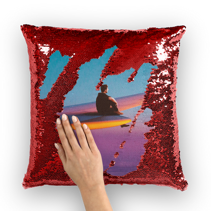 VIRGIN TEEZ Sequin Cover Red / White Flying Alone Sequin Cushion Cover