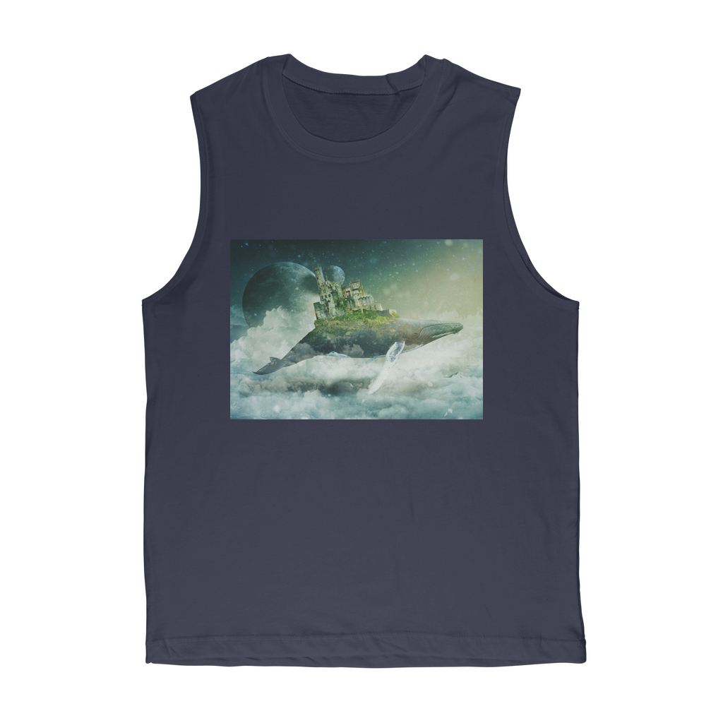 VIRGIN TEEZ Tank Top Navy / Unisex / S Flying Over The World Premium Adult Muscle Top