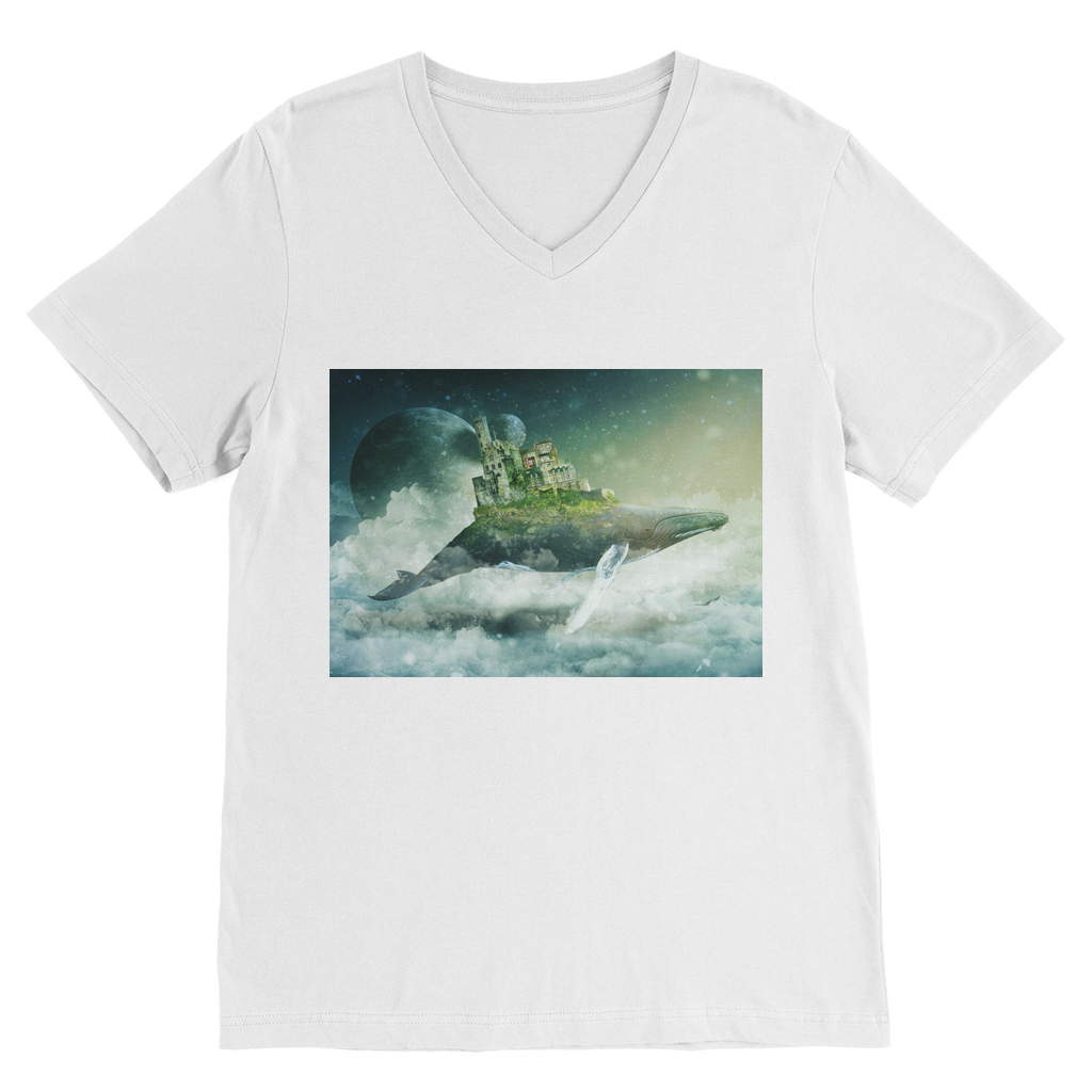 VIRGIN TEEZ Men T-Shirts White / Unisex / S Flying Over The World Premium V-Neck T-Shirt