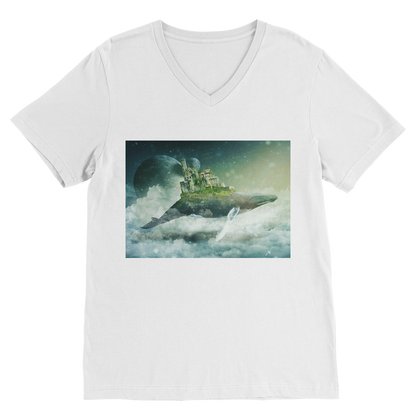 VIRGIN TEEZ Men T-Shirts White / Unisex / S Flying Over The World Premium V-Neck T-Shirt