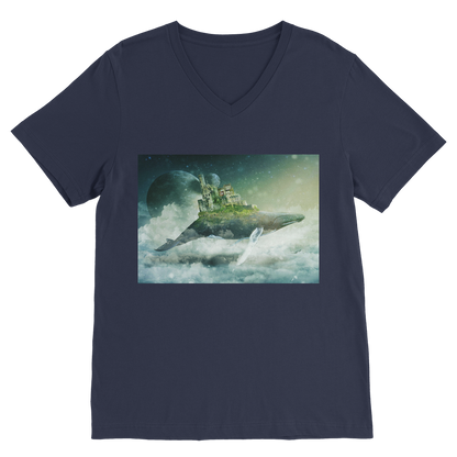 VIRGIN TEEZ Men T-Shirts Navy / Unisex / S Flying Over The World Premium V-Neck T-Shirt