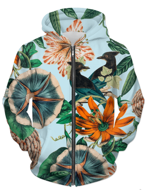 Virgin Teez Sublimation Hoodie Forest Birds UNISEX ZIP HOODIE