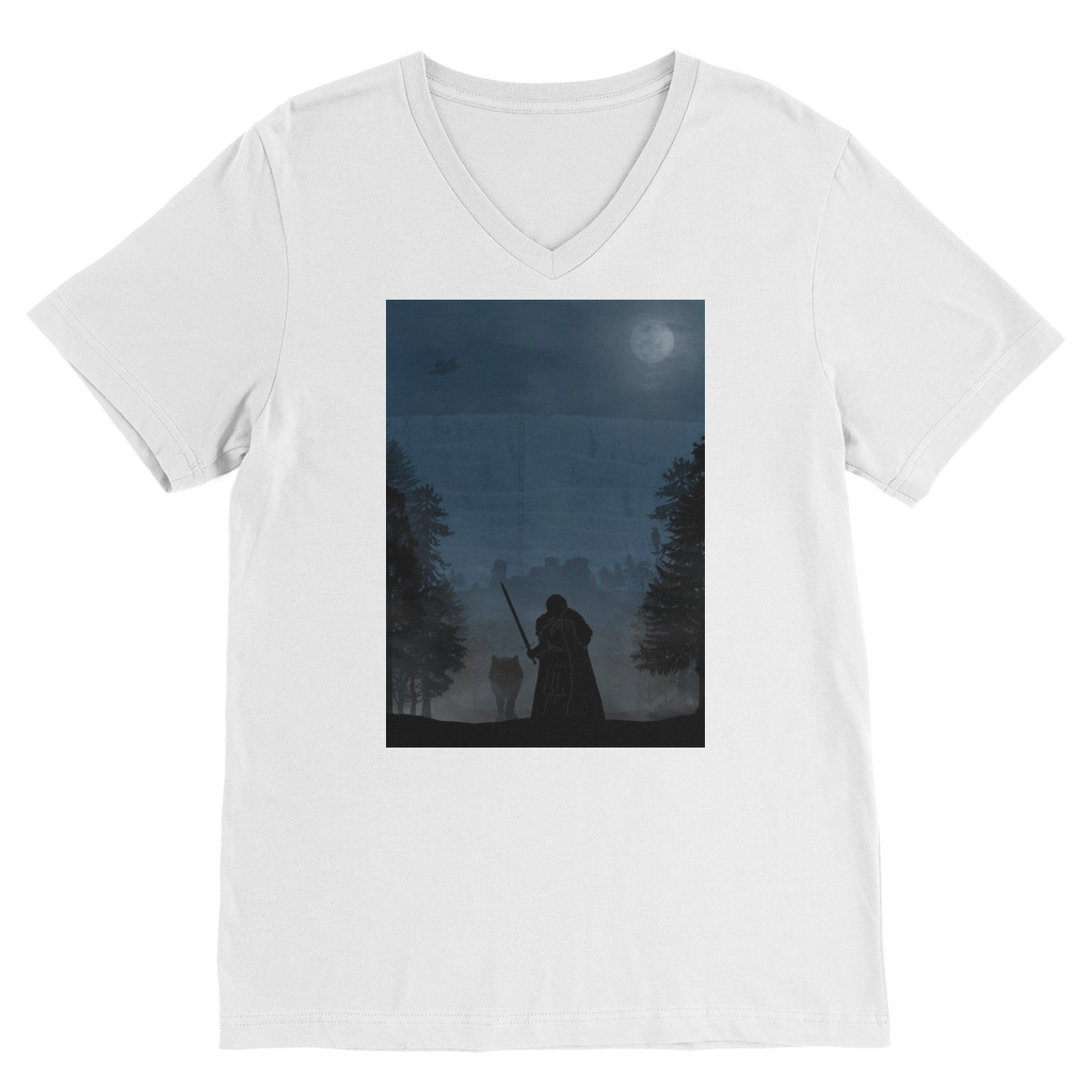 VIRGIN TEEZ Men T-Shirts White / Unisex / S Game of Thrones - Jon Snow Premium V-Neck T-Shirt