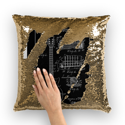 VIRGIN TEEZ Sequin Cover Gold / White gibson les paul patent Sequin Cushion Cover