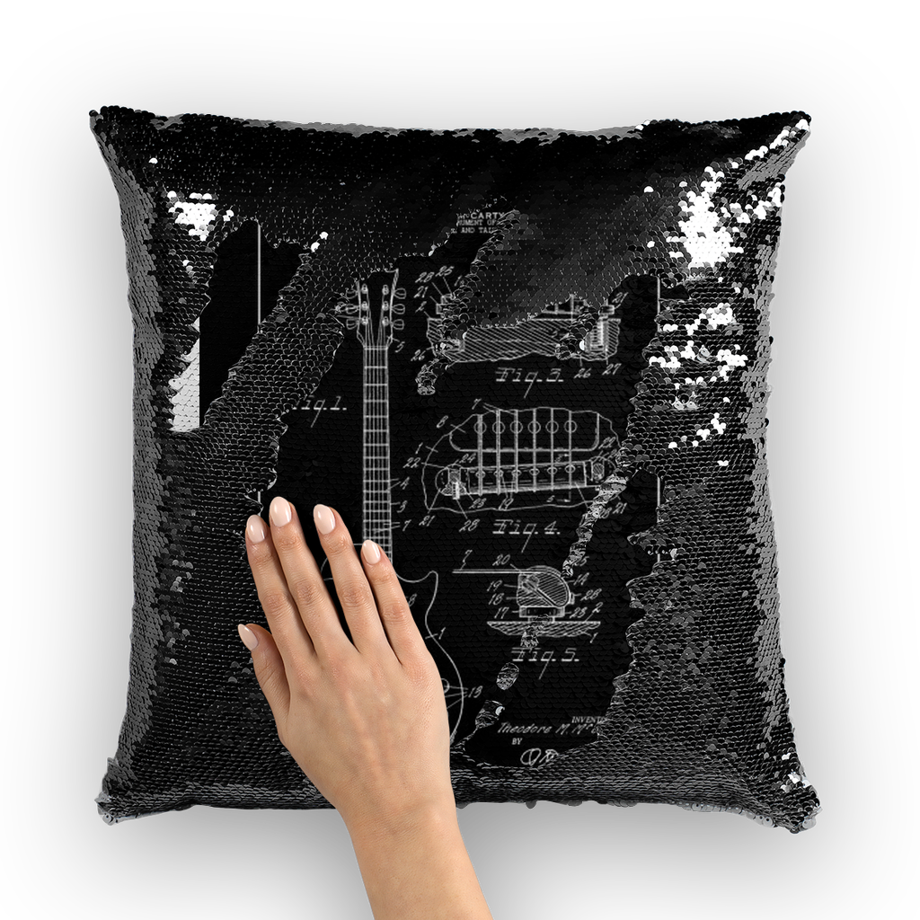 VIRGIN TEEZ Sequin Cover Black / White gibson les paul patent Sequin Cushion Cover