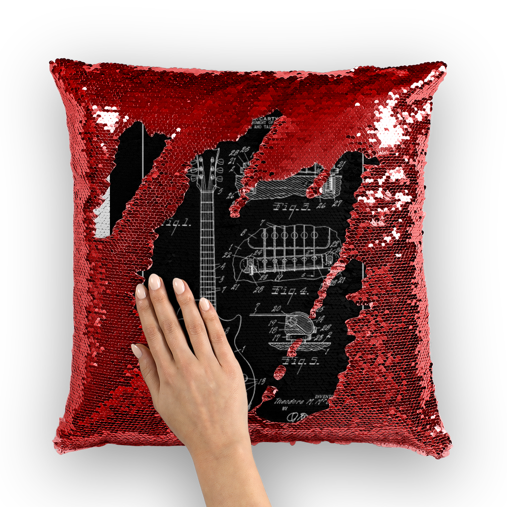 VIRGIN TEEZ Sequin Cover Red / White gibson les paul patent Sequin Cushion Cover