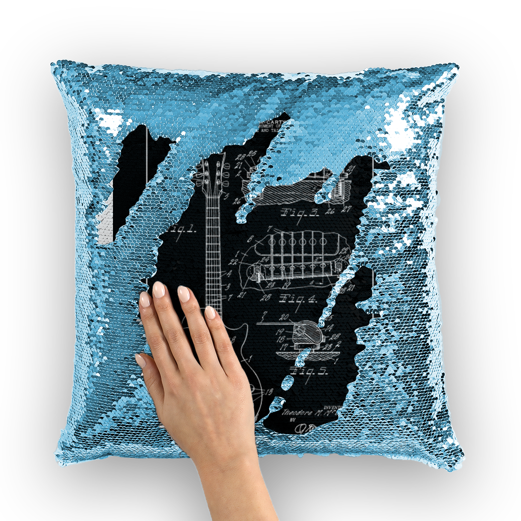 VIRGIN TEEZ Sequin Cover Light Blue / White gibson les paul patent Sequin Cushion Cover