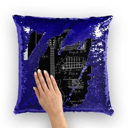 VIRGIN TEEZ Sequin Cover Navy / Silver gibson les paul patent Sequin Cushion Cover