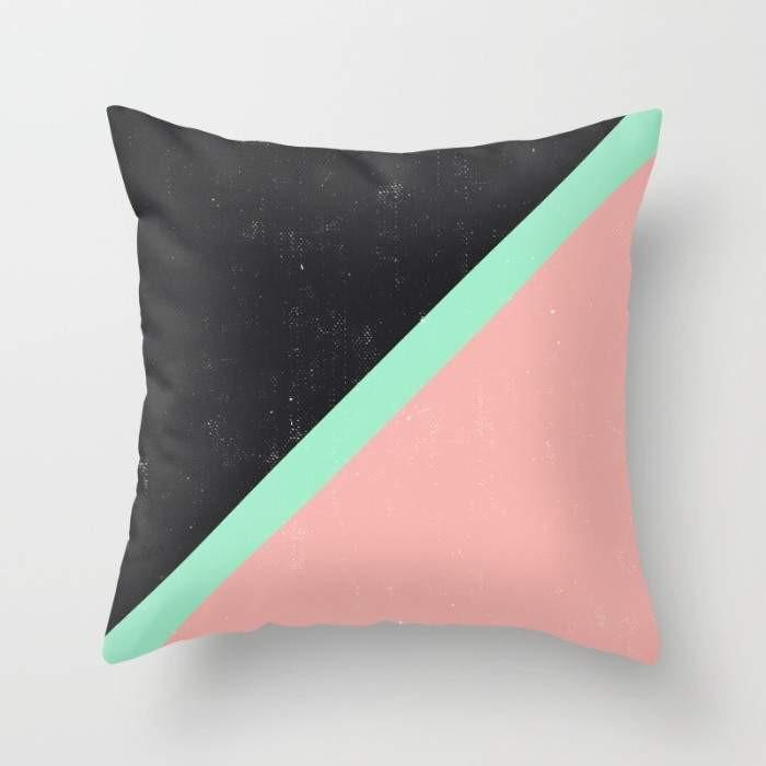 The Pillow pillows 16" x 16" Girly Pink Mint Green Modern Color Block Black