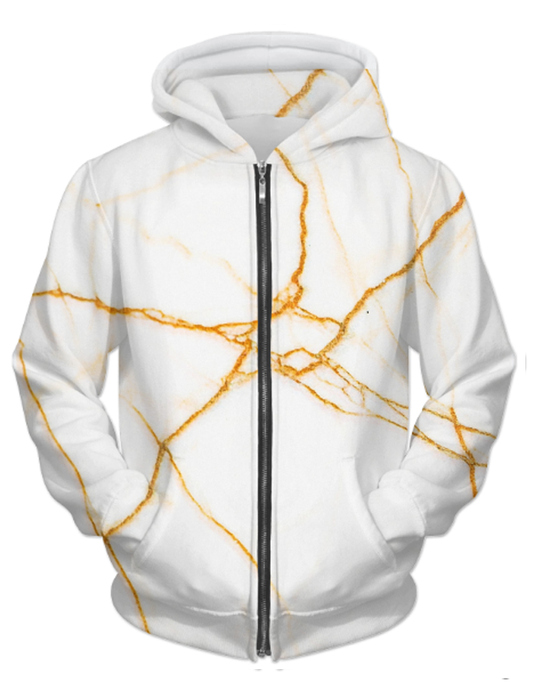 Virgin Teez Sublimation Hoodie Gold and marble UNISEX ZIP HOODIE