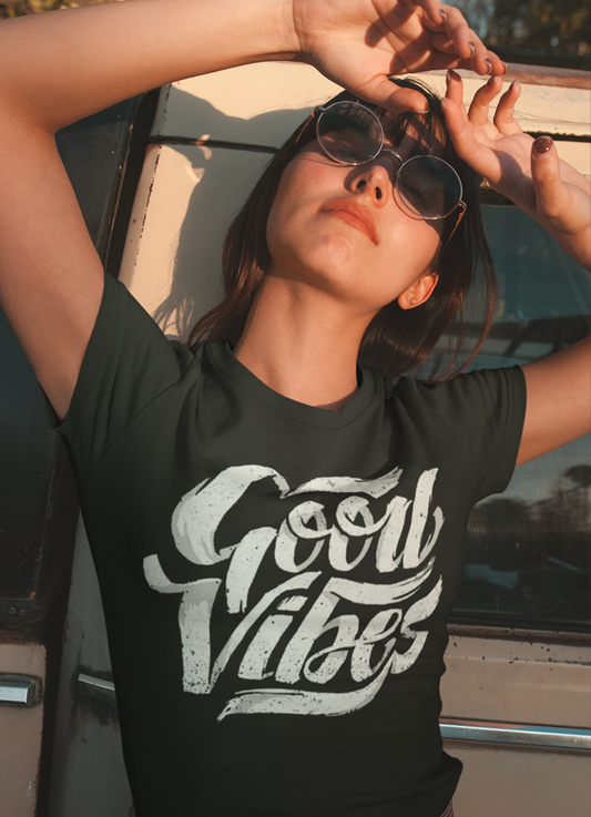 Virgin Teez Women T-Shirt Good Vibes Women T-shirt