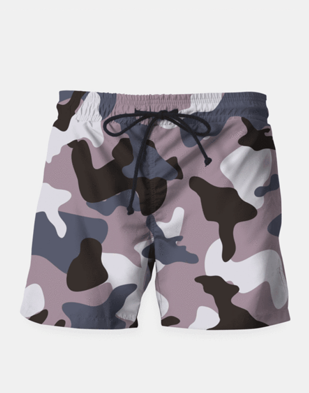 Maria Shorts SMALL (28"-18") / us Gray Army Camouflage Pattern Swim Shorts