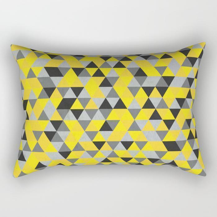 The Pillow pillows Gray & Yellow Triangle Rectangle Pillow