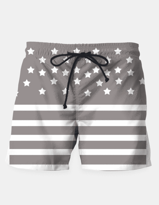 Maria Shorts SMALL (28"-18") / us Grey and White Stars & Stripes Swim Shorts