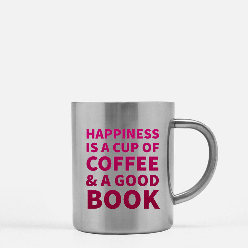 Happiness Is A Cup Of Coffee A Good Book Gold & Silver Mug