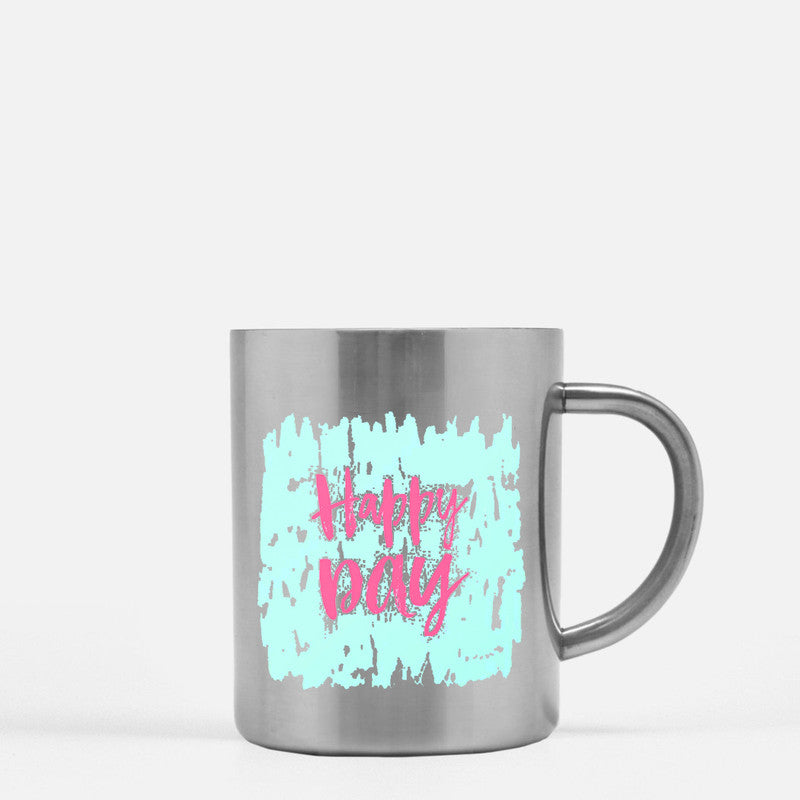 Happy Day Blue And Typography Gold & Silver Mug