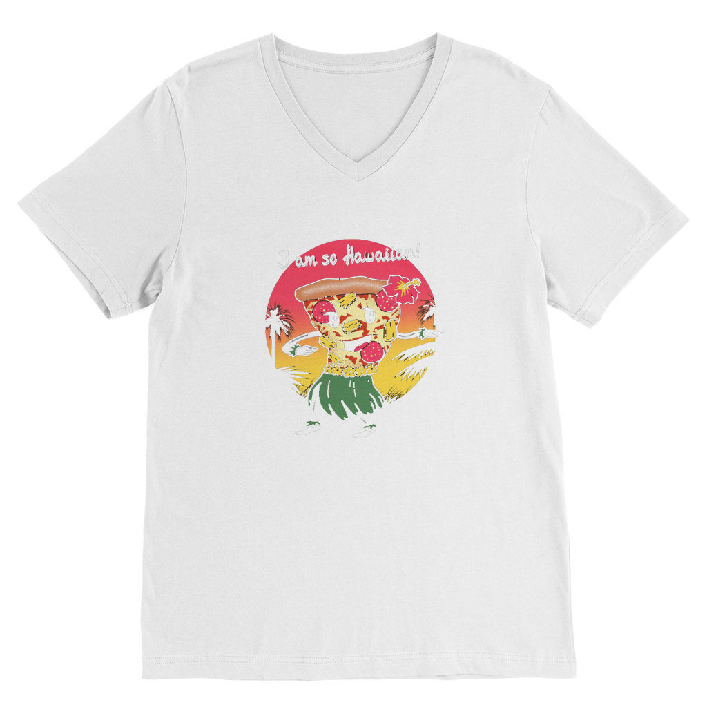 VIRGIN TEEZ Men T-Shirts White / Unisex / S Hawaiian Pizza Premium V-Neck T-Shirt