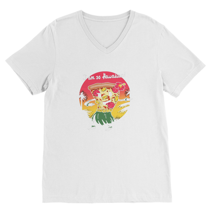 VIRGIN TEEZ Men T-Shirts White / Unisex / S Hawaiian Pizza Premium V-Neck T-Shirt