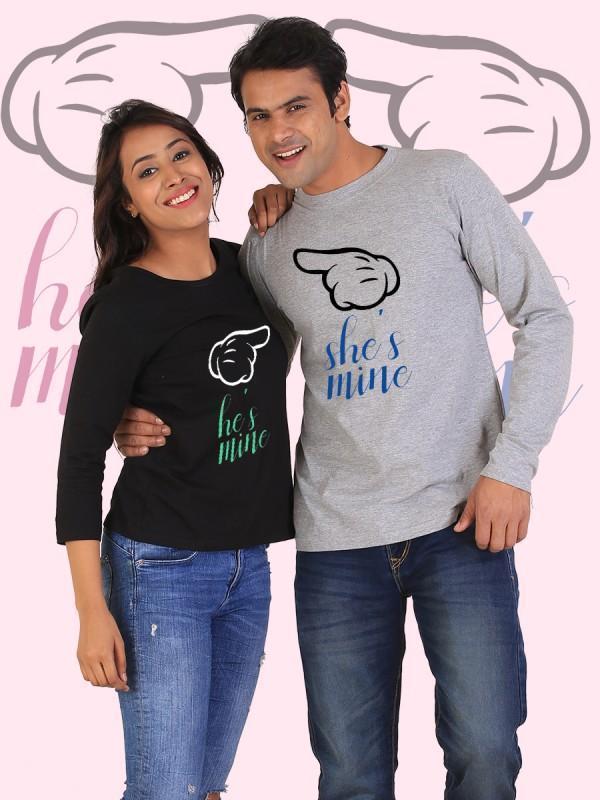 HUM TUM T-SHIRT He's Mine, She's Mine Couple Full Sleeves