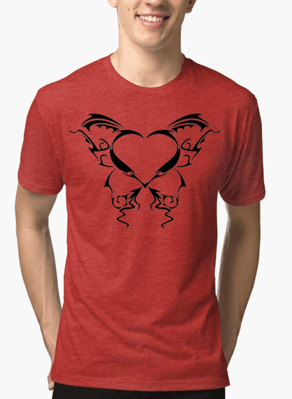 Aneeq Arshad T-shirt SMALL / Red Heart Tattoo Half Sleeves Melange T-shirt