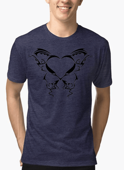 Aneeq Arshad T-shirt SMALL / Navy Heart Tattoo Half Sleeves Melange T-shirt