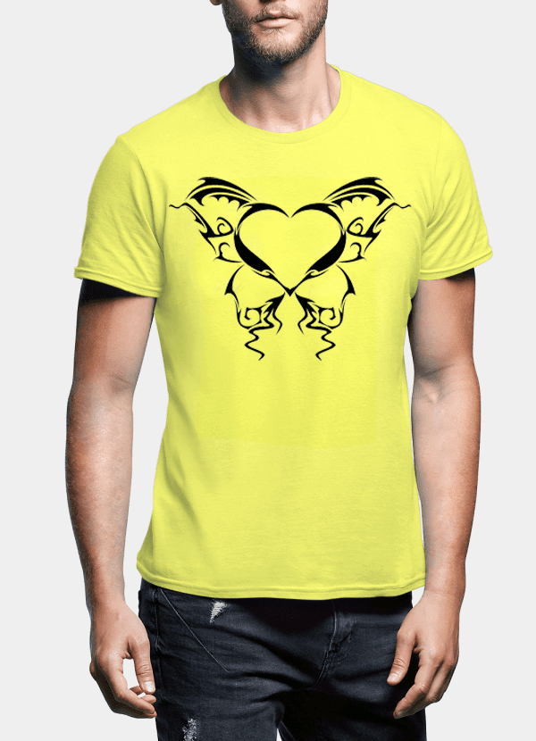 Aneeq Arshad T-shirt SMALL / Yellow Heart Tattoo Half Sleeves T-shirt