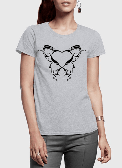 Aneeq Arshad Women T-Shirt SMALL / Gray Heart Tattoo Half Sleeves Women T-shirt