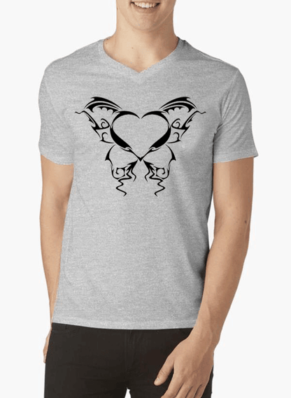 Aneeq Arshad T-shirt SMALL / Gray Heart Tattoo V-Neck T-shirt