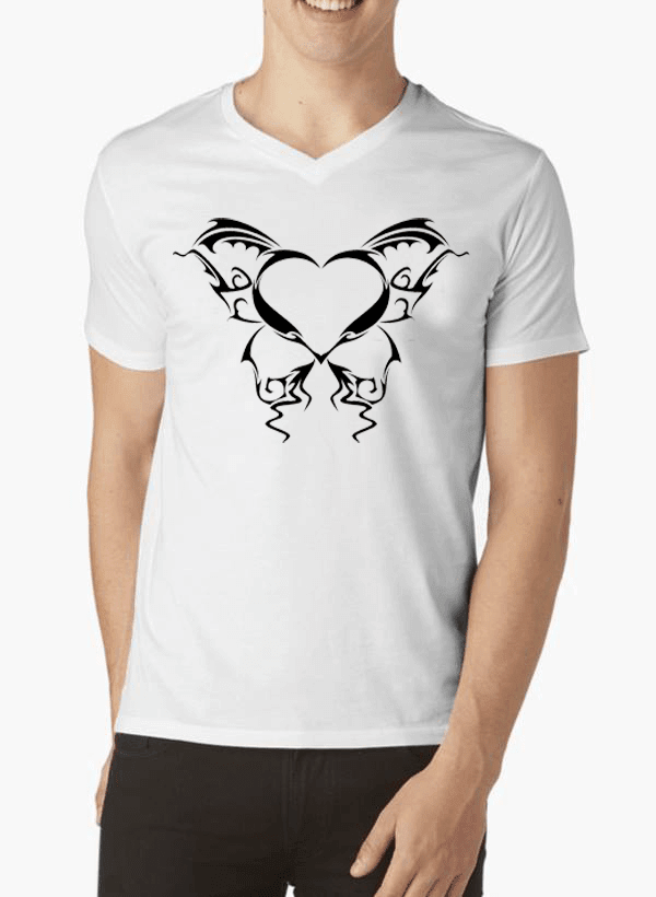 Aneeq Arshad T-shirt SMALL / White Heart Tattoo V-Neck T-shirt