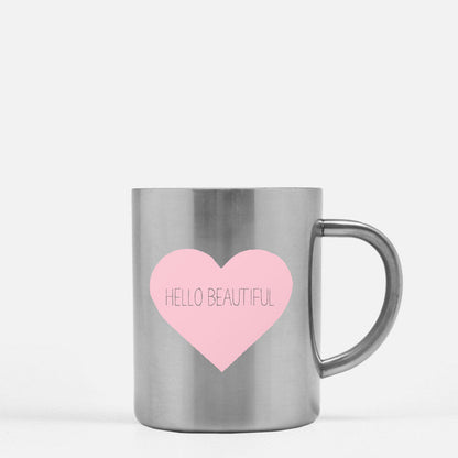 Hello Beautiful Heart Rose Gold & Silver Mug