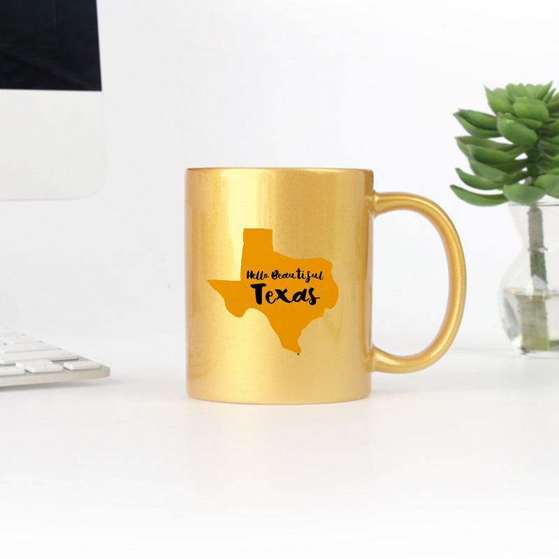 Hello Beautiful Texas Gold & Silver Mug