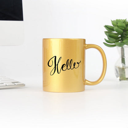 Hello Dots Hand Lettering Lavender Gold & Silver Mug