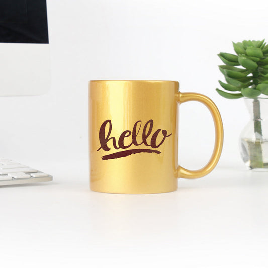 Hello Hand Lettering Gold Gold & Silver Mug