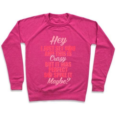 Virgin Teez  Pullover Crewneck Sweatshirt / x-small / Deep Pink HEY I JUST SET YOU CREWNECK SWEATSHIRT