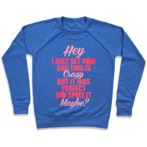 Virgin Teez  Pullover Crewneck Sweatshirt / x-small / Heathered Blue HEY I JUST SET YOU CREWNECK SWEATSHIRT