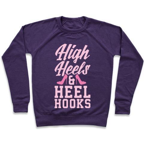 Virgin Teez  Pullover Crewneck Sweatshirt / x-small / Purple HIGH HEELS & HEEL HOOKS CREWNECK SWEATSHIRT