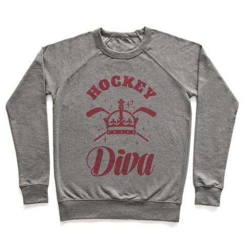 Virgin Teez  Pullover Crewneck Sweatshirt / x-small / Heathered Gray HOCKEY DIVA CREWNECK SWEATSHIRT